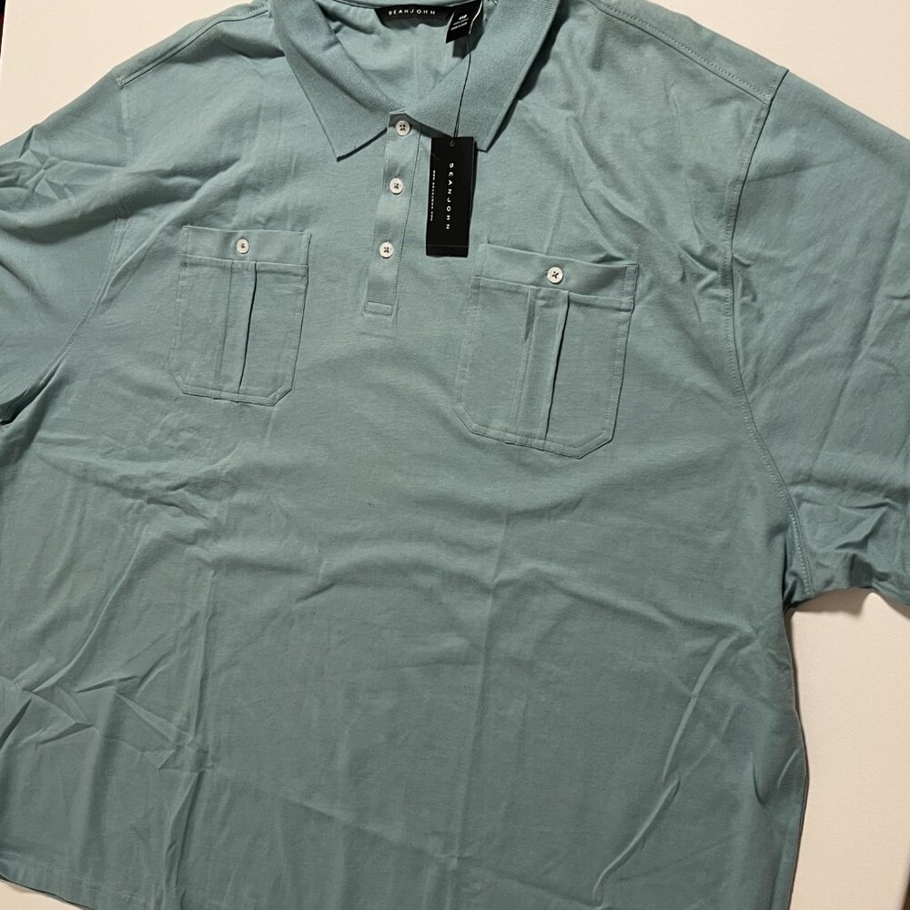 Sean John Polo Shirt *NWT Short Sleeve Preppy Stone Blue Men's size 4XB